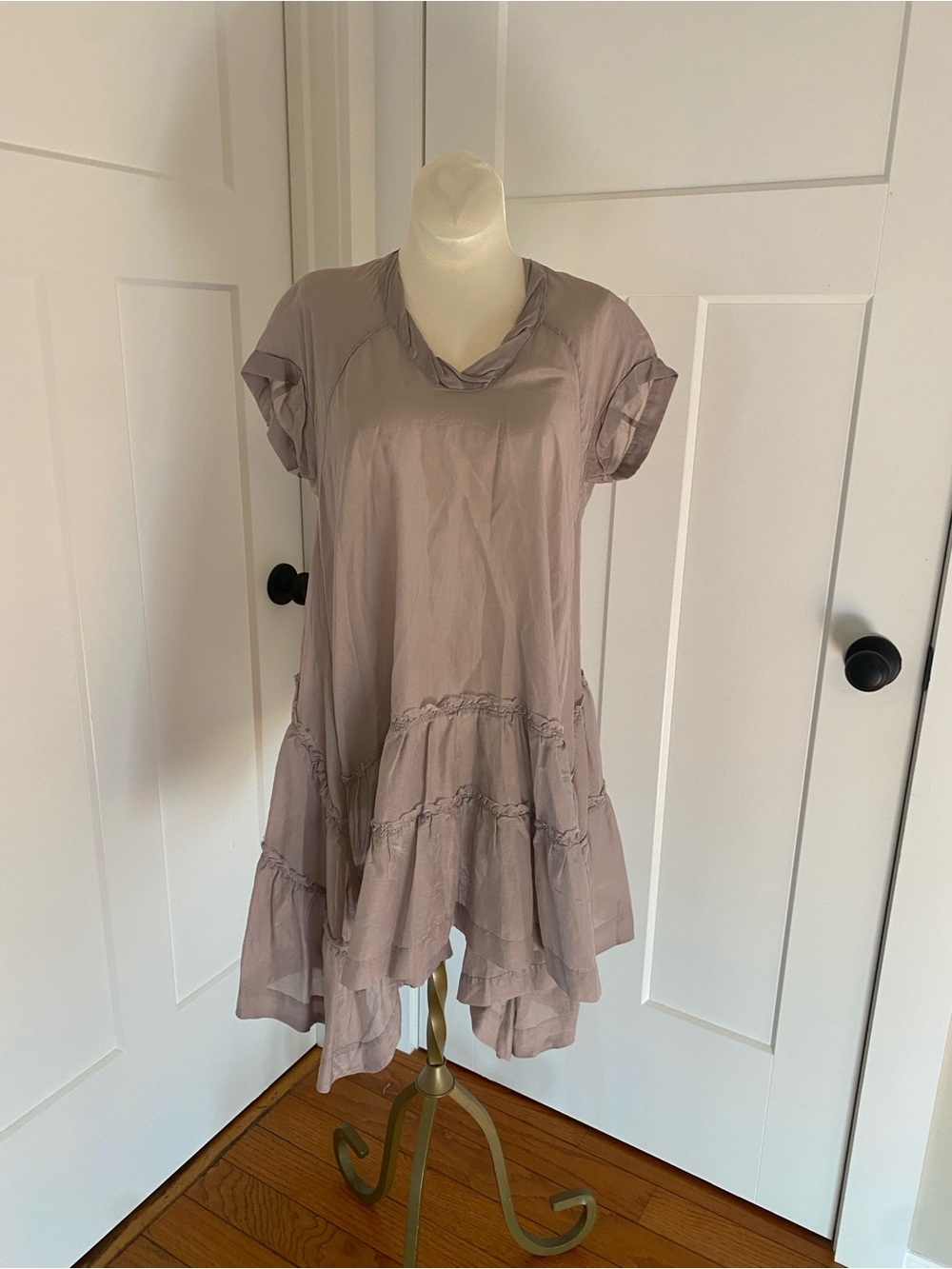 JNBY cotton silk asymmetrical flower dress Mauve Tiered‎ oversized XS NWT
